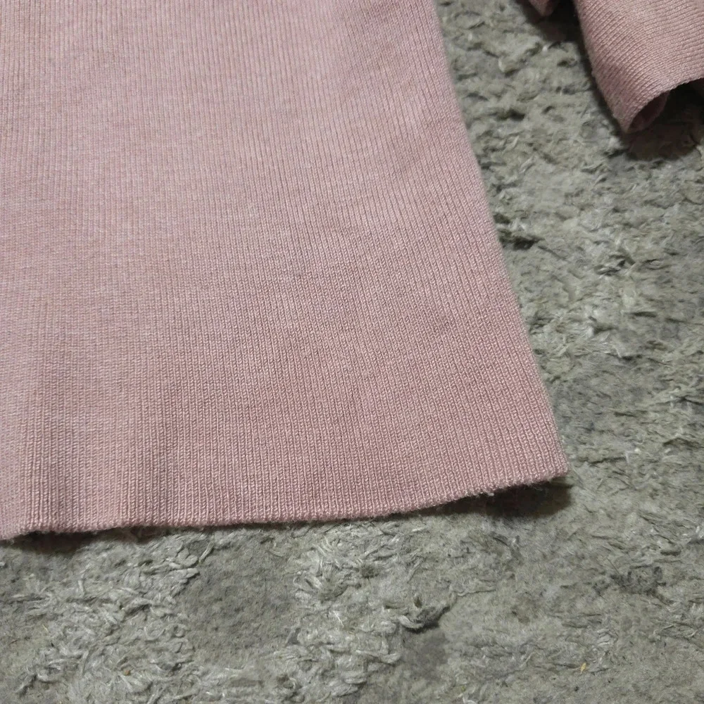 ✨️4/$20 POOF! Dusty Mauve Cropped Knit Crewneck Sweater Long Tiered Bell Sleeves - Picture 11 of 14